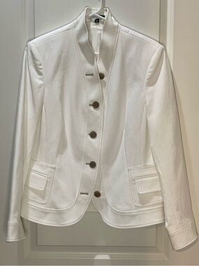 Penta Vintage White Stand-Collar Button Blazer NWOT Size 16